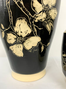 Brent Skinner x Tom Jones - Chickadee Black & White Etched Vase Set