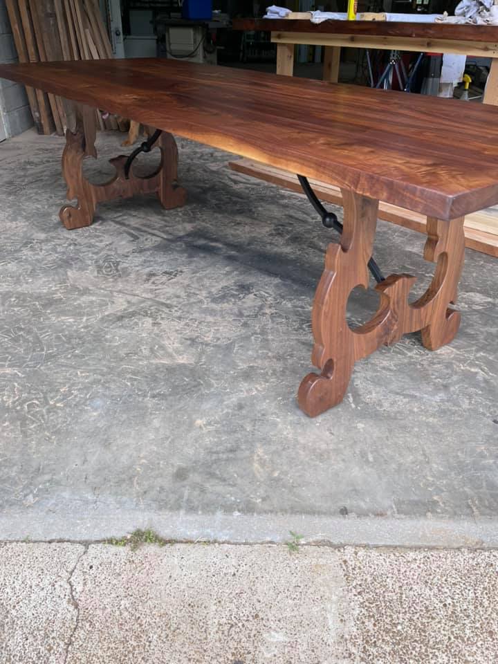 Walnut Table with Intricate Base