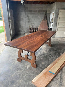 Walnut Table with Intricate Base