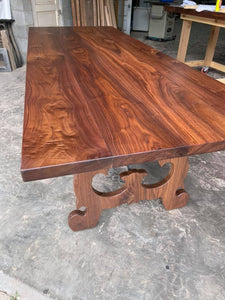 Walnut Table with Intricate Base