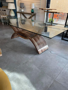 Double Arch Walnut Base + Glass Table