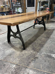 White Oak Table with Cast Iron Base