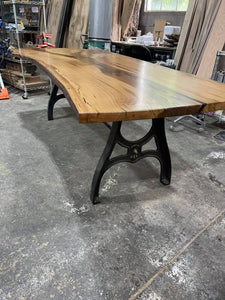 White Oak Table with Cast Iron Base