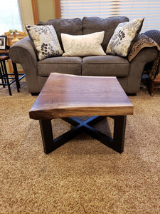 Walnut Coffee Table with Industrial Base